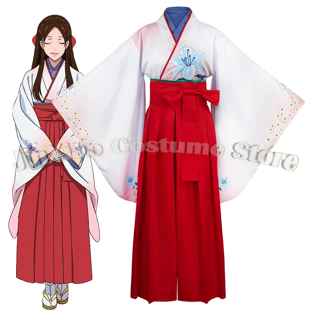 

Anime Gambling Abyss Yuriko Nishinotou Cosplay Japanese Red White Kimono Miko Costumes Women Halloween Carnival Party Dress Up