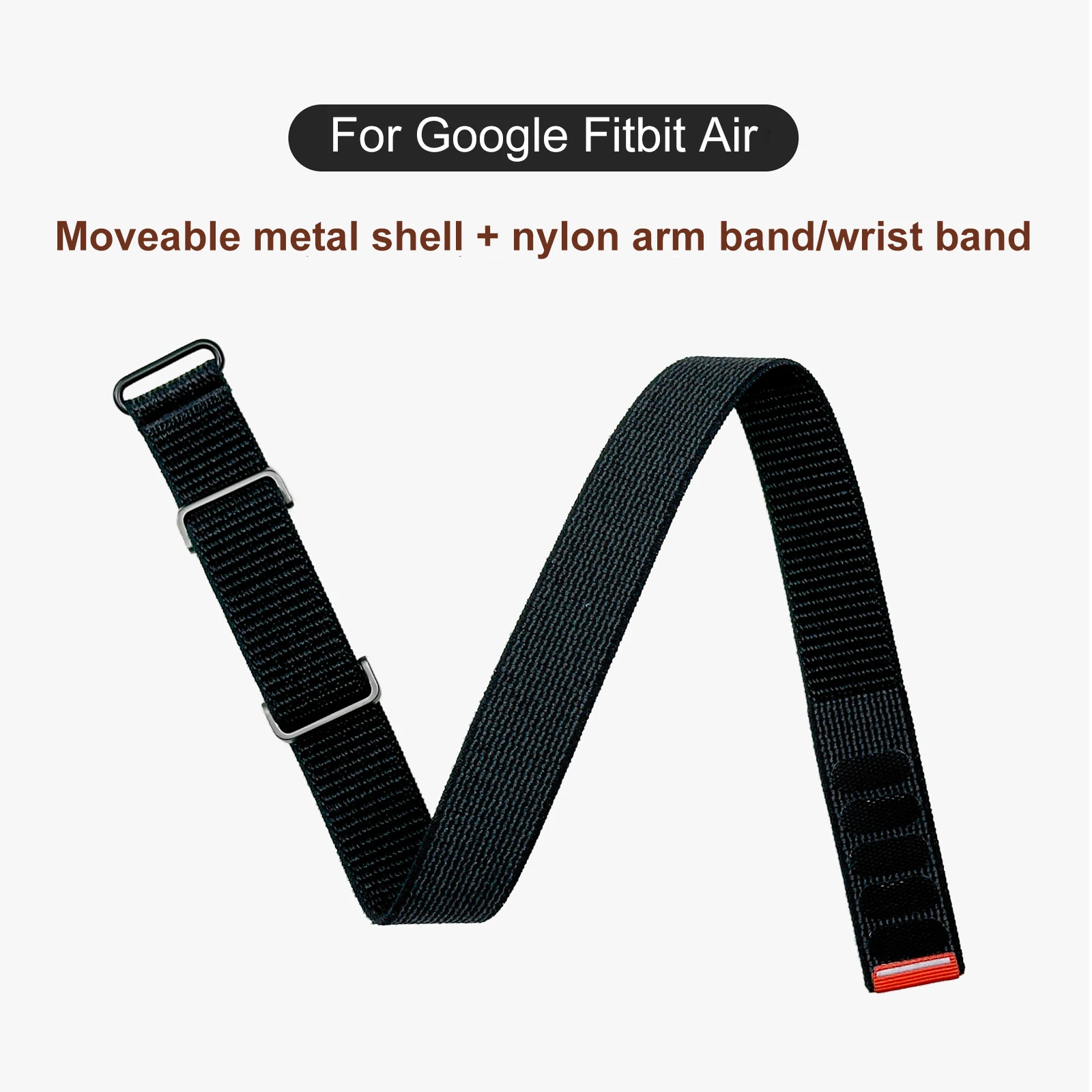 Nylon Replacement Wristband with Metal Protective Case for Google Fitbit Air Extended Strap 42cm