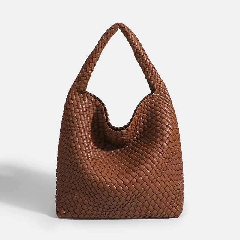 Gewebte Einkaufstaschen für Frauen weiche Leder Einkaufstasche gewebte Damen handtaschen Sommer Umhängetasche große Kapazität Top-Griff Tasche – Detail 12