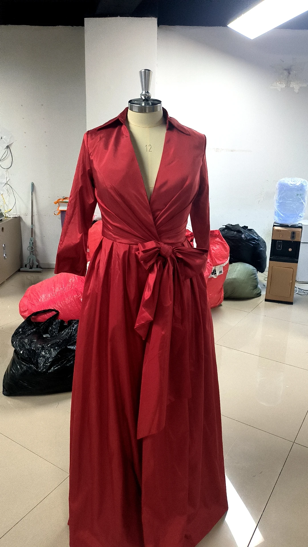 Oisslec Prom Dress Elegant Vintage Sweet Classic Red Taffeta Bow Ribbon A-Line Formal Occasion Prom Dress Evening Party Gowns