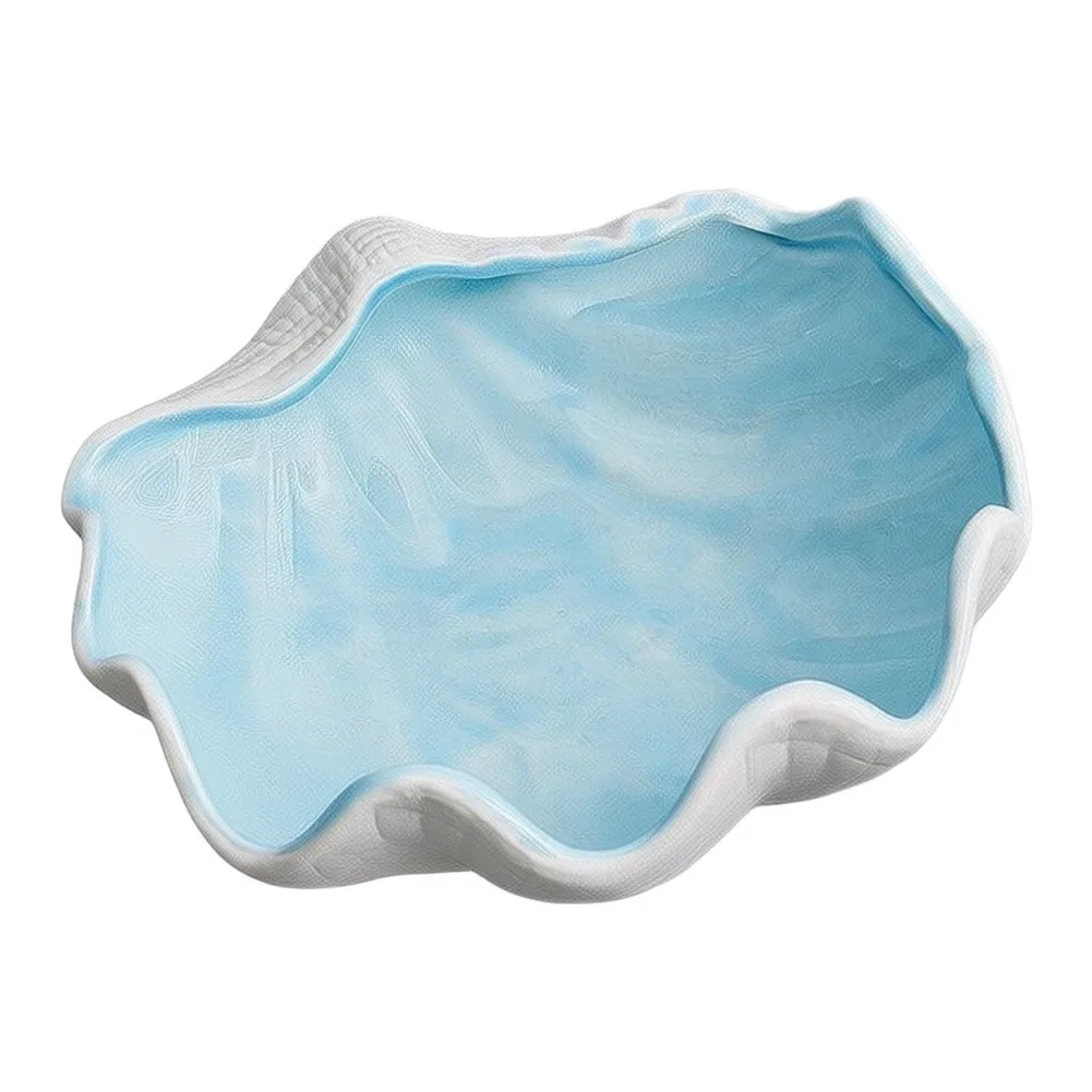 Shell Porcelain Jewelry Tray for Rings Earrings Necklaces Decorative Trinket Dish for Vanity or Entryway Table