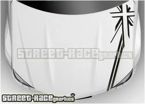 

For Mini bonnet racing stripes graphics stickers Union Jack style decals