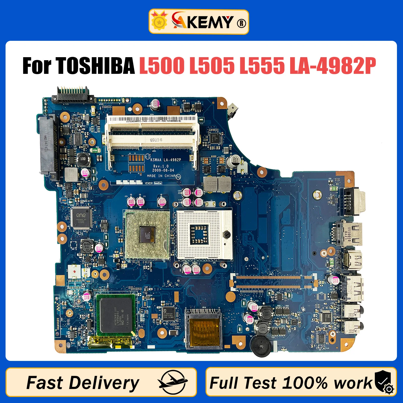 LA-4982P Mainboard For TOSHIBA Satellite L500 L505 L555 K000086470 Laptop Motherboard KSWAA PM45 DDR3