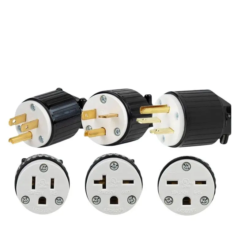 6-15P/6-15R US-Standard Gerade Kabelverbinder Stecker/Buchse Verlängerungskabel-Endstücke Steckverbinder-Set 15 250 Volt – Detail 4