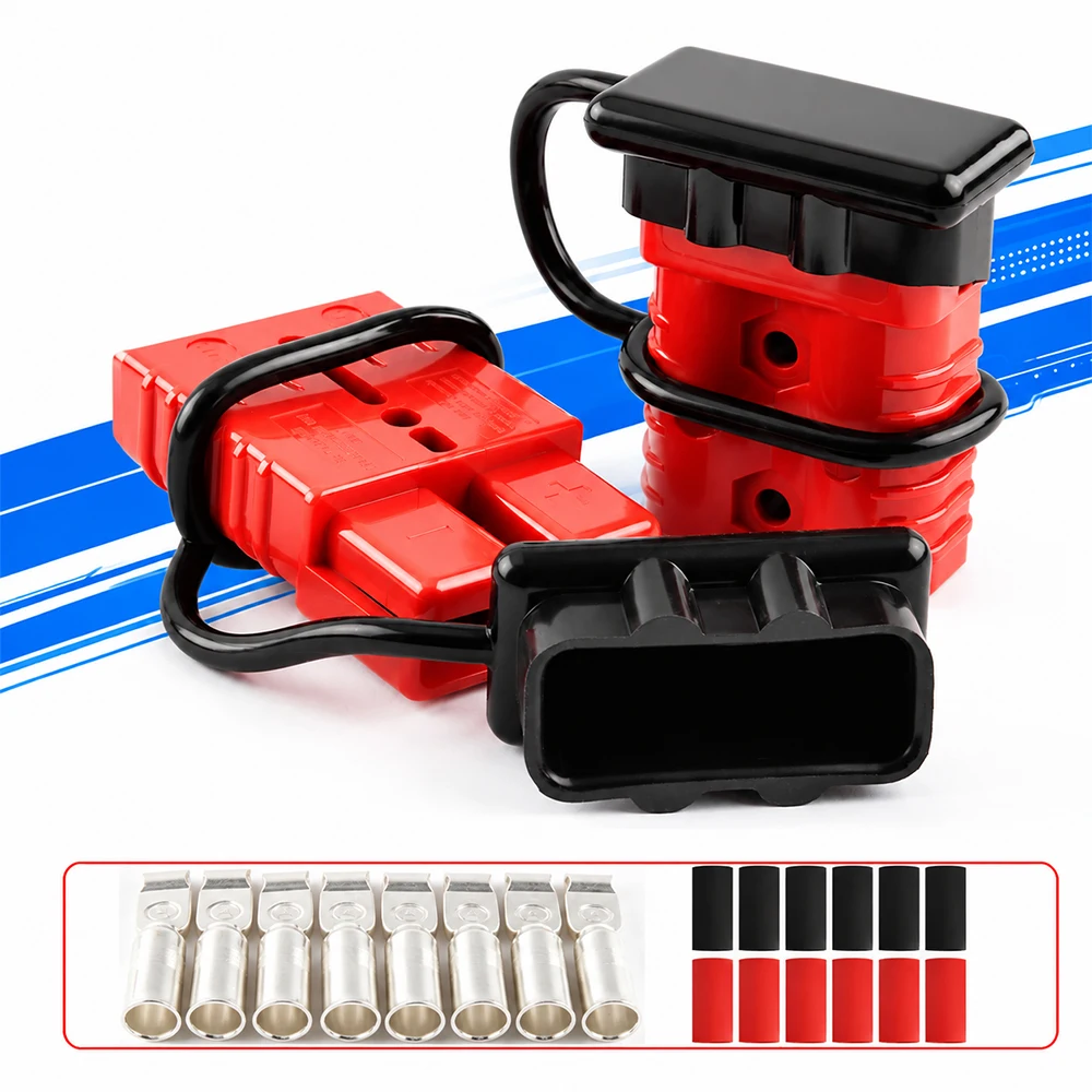 175A 1/0 AWG 2Pin Battery Quick Connect Disconnect Connector Plug Soft Dust Cover High Current 600V Car Power Connector Plug