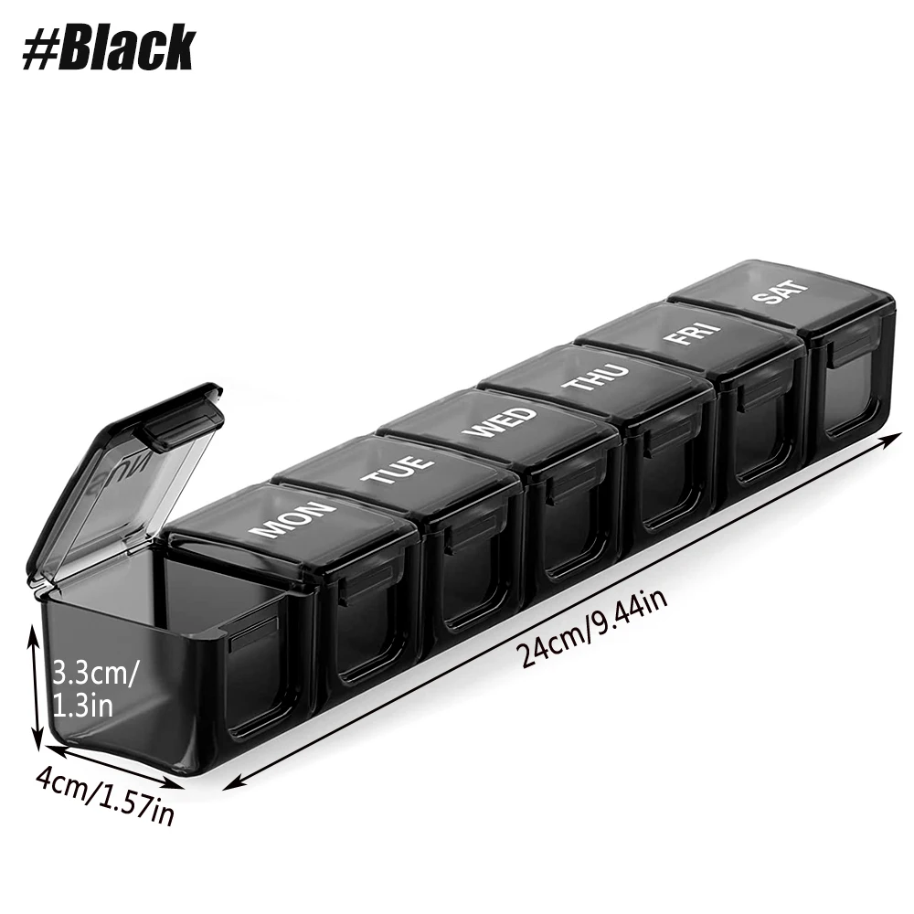 1 kleiner wöchentlicher Pillen-Organizer für 7 Tage, Tages-Pillenetui im Taschenformat, Tagesplaner, Pillenbox für Pillen/Vitamin/Fischöl/Ergänzungsmittel – Detail 8