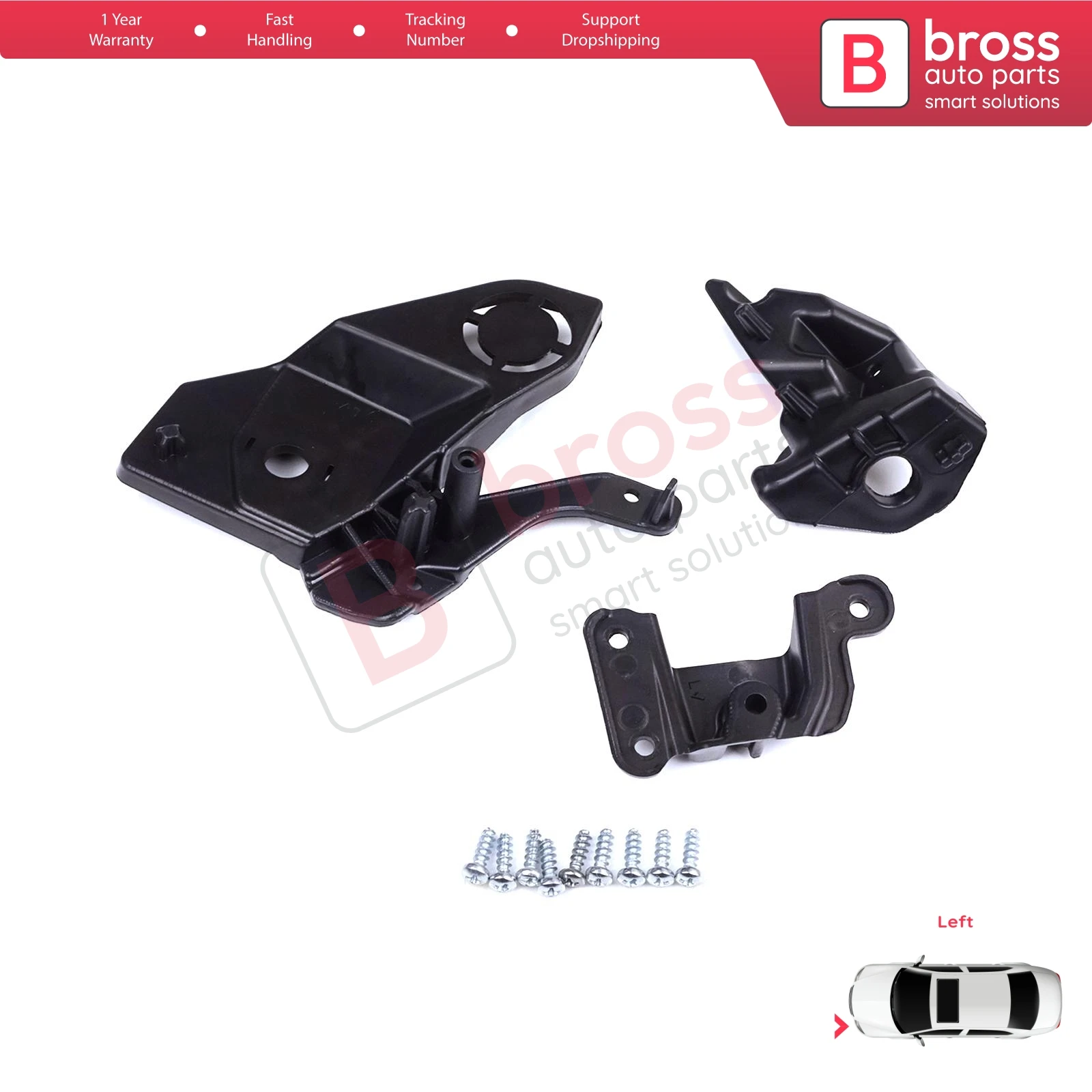 BHL581-1 Headlight Holder Mount Repair Bracket Tab Set Left Side for Peugeot 208 e-208 MK2 P21 2008 e-2008 MK2 P24 2019-On