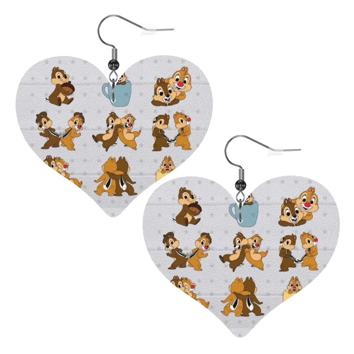 

Забавные кожаные серьги-капли с мультяшными персонажами Чипом и Дейлом для женщин, модные легкие кожаные серьги для вечеринок и праздников