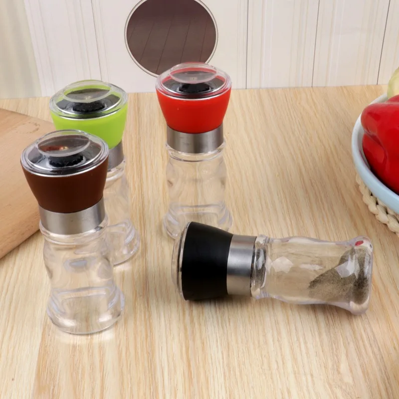 Salt And Pepper Mill Manual Food Grinders Spice Jar Containers Kitchen Gadgets Bottles Glass Household Cooking Tool