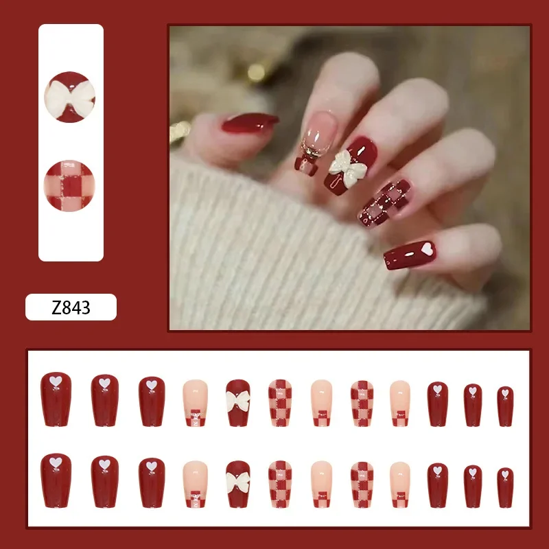 Heart Board Nail Polish with Jelly sticker Press on False Nails Wearable Round Head Oval Full Cover Nail Tips