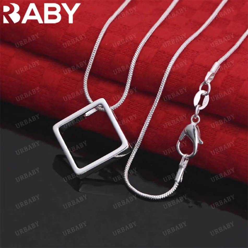 URBABY 40-75 cm 925 en argent Sterling carré pendentif collier pour femmes hommes charme tendance cadeaux d'anniversaire mode fête
