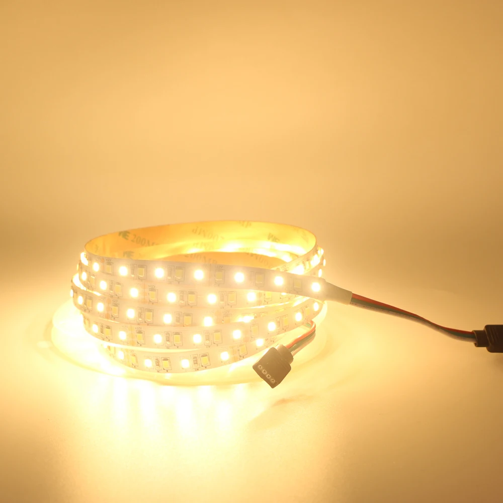 5 متر ثنائي اللون عالي CRI 90 + SMD2835 CCT عكس الضوء LED قطاع ضوء 12 فولت 24 فولت WW CW درجة حرارة اللون قابل للتعديل مرنة LED الشريط