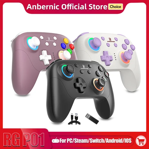 Imagen 1 del producto ANBERNIC RG P01 controlador de juegos Retro Bluetooth inalámbrico con cable Gamepad efecto Hall Joystick/disparador Hall Joystick para PC Steam
