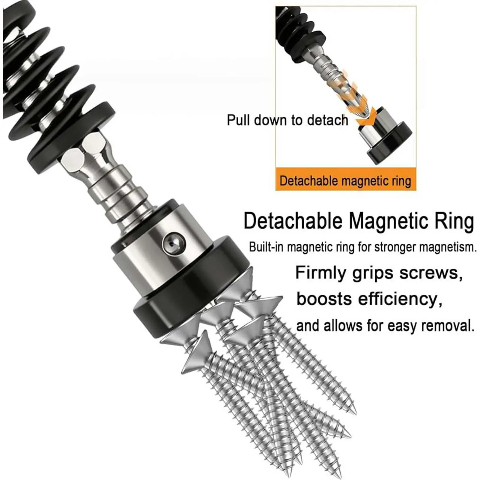 Spring Loaded Bit Holder 5 Pieces Magnetic Furniture Assembly Tools Anti-Drop Screwdriver Bit For Contractors Electricians