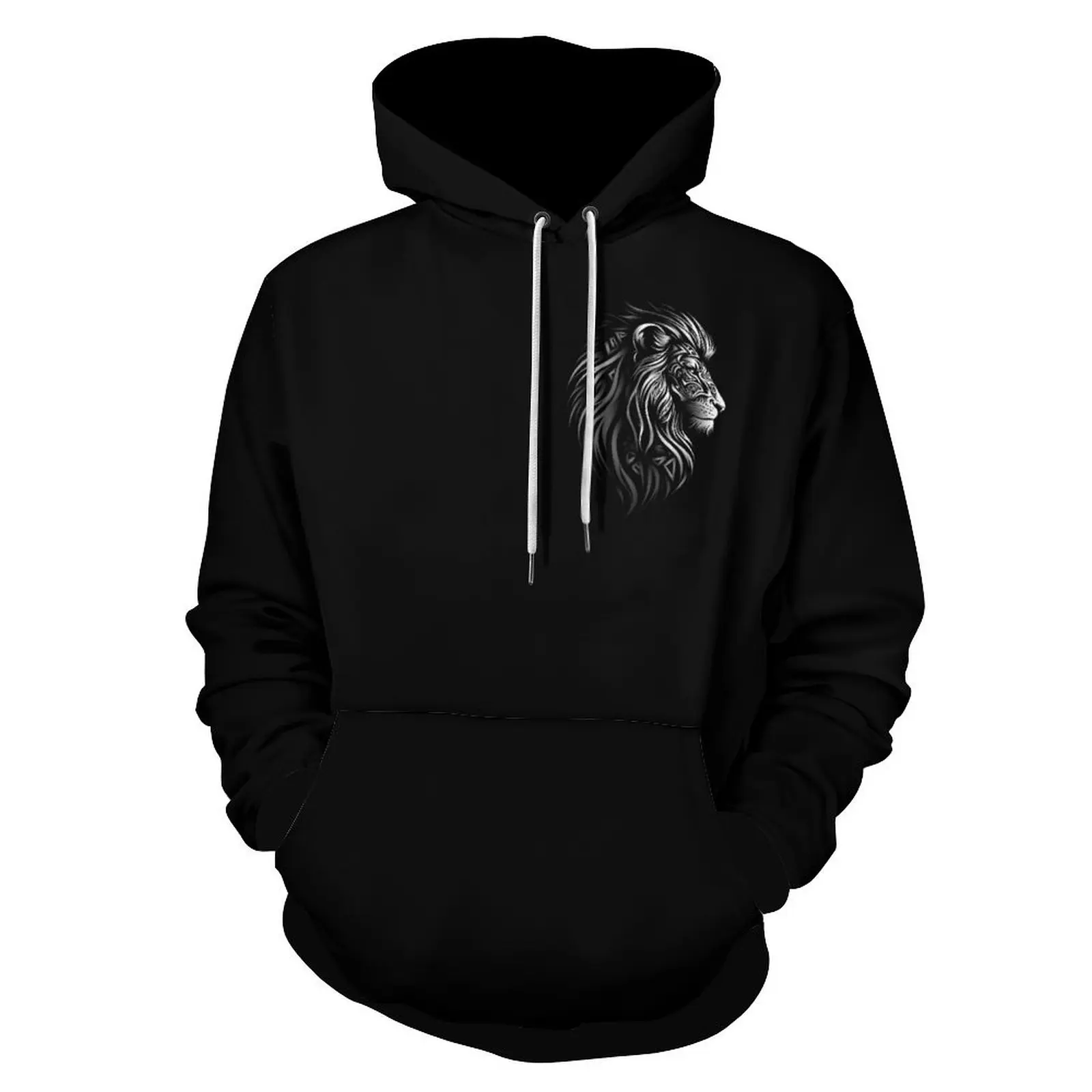 LION Men's Hoodie Traditional Culture Handsome Logo Sportswear Sweatshirt Long Sleeve Pullover Fashion Night Run Hike Camp