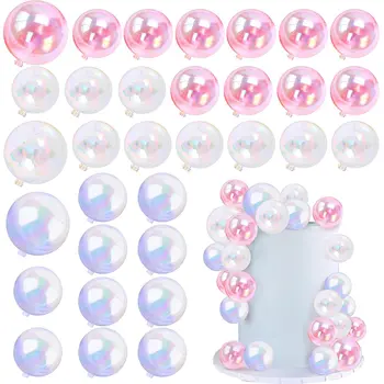 10個彩色球形蛋糕裝飾透明氣球紙杯蛋糕DIY裝飾,適用於生日派對、婚禮週年紀念、嬰兒派對 10 best sales 粉彩生日裝飾 - №2