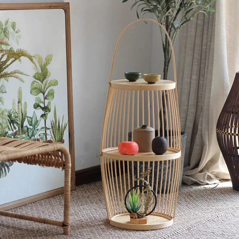 الصينية الخيزران الجرف غرفة المعيشة غرفة الشاي نموذج غرفة فيلا الطابق زينة زخرفية مصمم زن المنزل الآخر #5