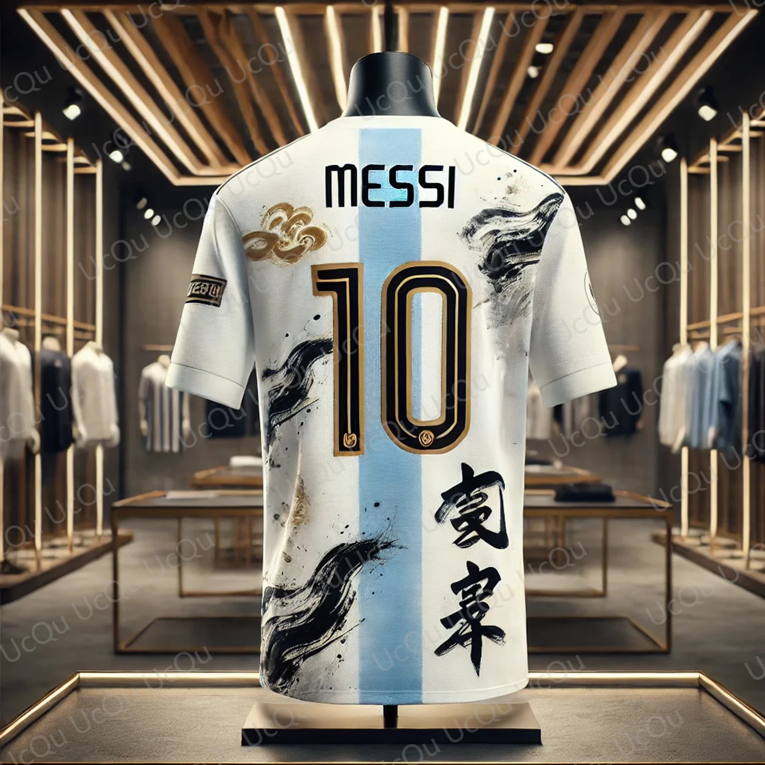 2025 New Arriavl Summer ink and wash penmanship Messi 10 CHATGPT Design Football Jersey Oversized O-neck Soccer Tee