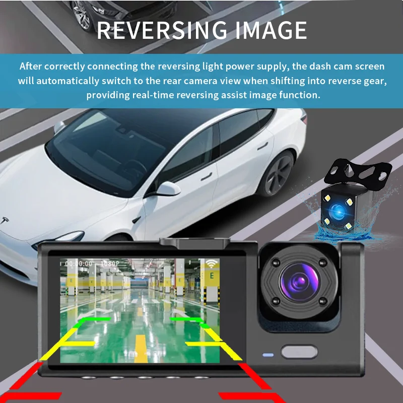 1080P WiFi Dash Cam Night Vision Loop Recording 3 Camera DVR 4ecorder, Dashcam Video Recorder Car Dash Cams Dvr Dashcam Voiture