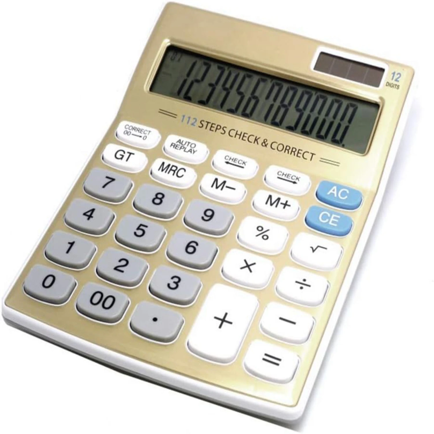 Standard  Desktop Calculator, Solar Battery Dual Power with 12 Digit Large LCD Display  Calculating Machine for Office/ Elegant