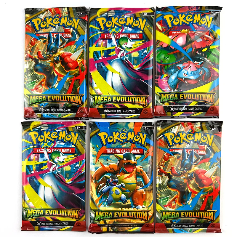 

10/20 шт. Pokemon MEGA EVOLUTION, черный болт, английский бустер, боевая транзакционная карта