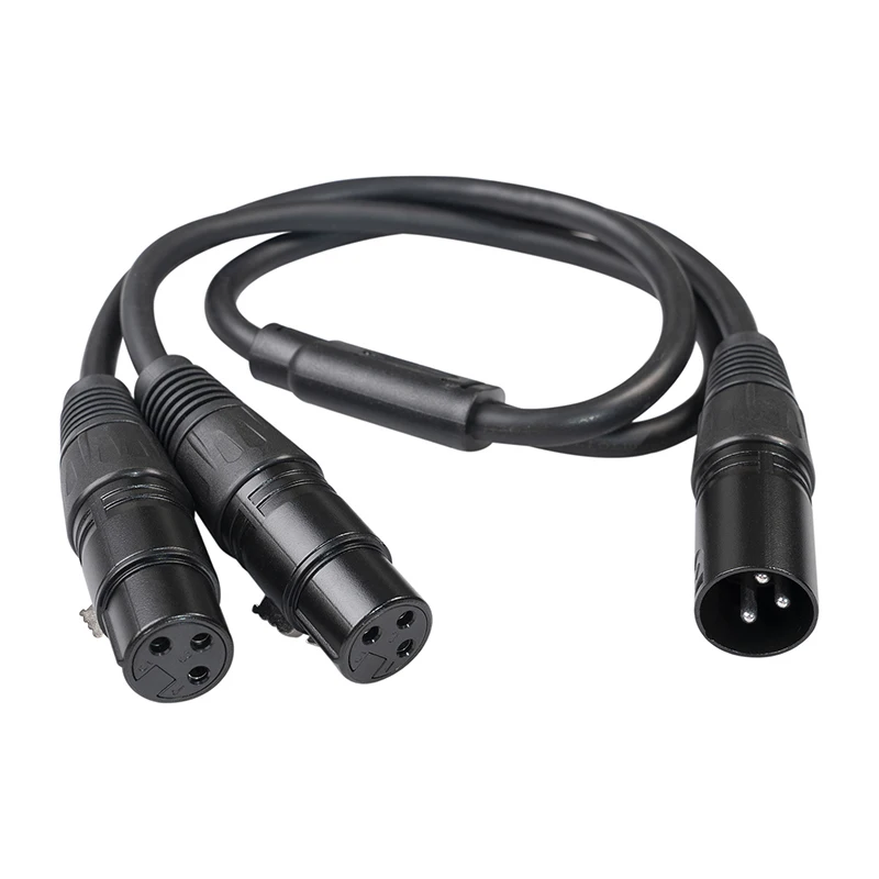 3‑Pin XLR Male to Dual Female Y Splitter Cable 50cm Foil & Braided Shielded For Microphone Mixer Amplifier