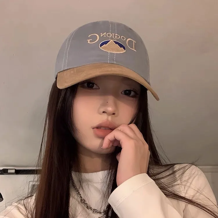 Letter Embroidered Baseball Cap for Women Spring New Casual All-Match Big Head Circumference Face-Looking Small Peaked Cap