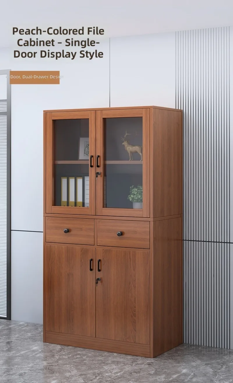 Dust-proof bookcase Locker Office Wooden Lock File Cabinet Household Locker with Door Storage Display Cabinet