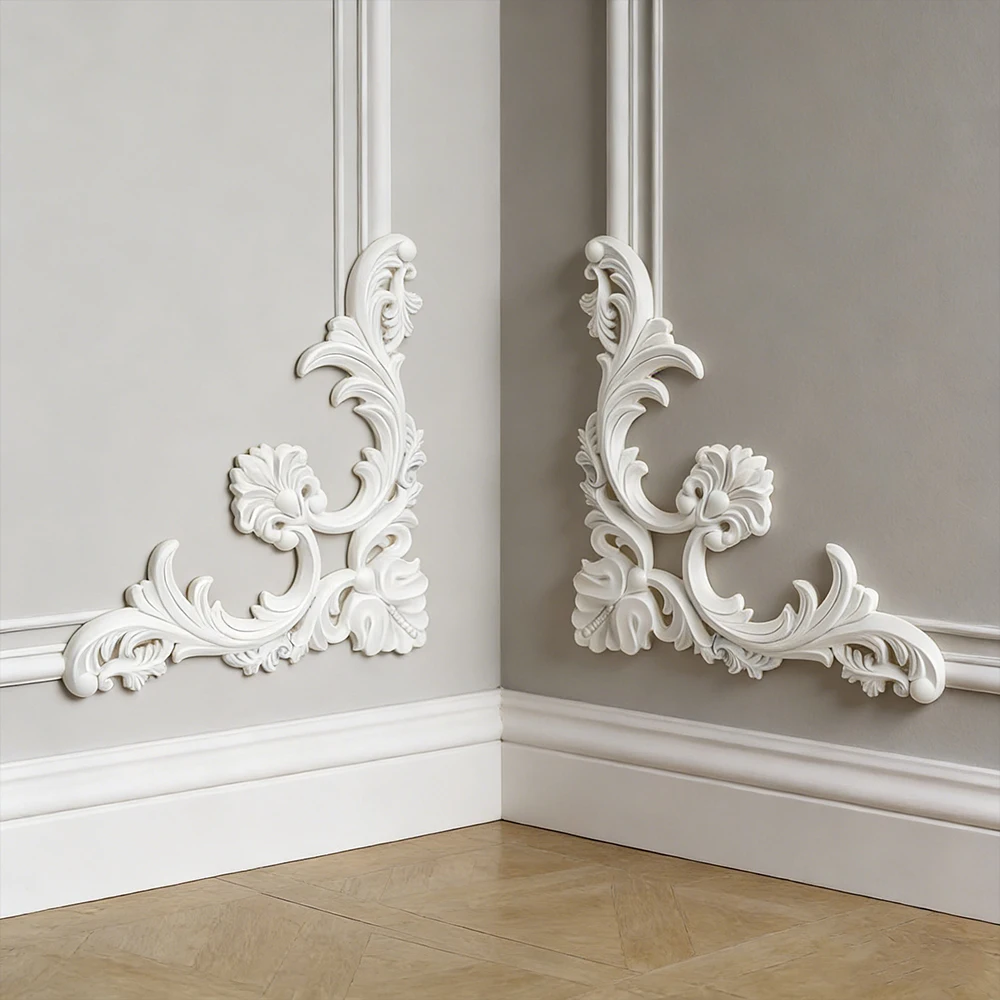 PU Ceiling Corner Molding Decorative Wall Trim Panels Floral Medallion Mural Kit for Ceiling & Wall