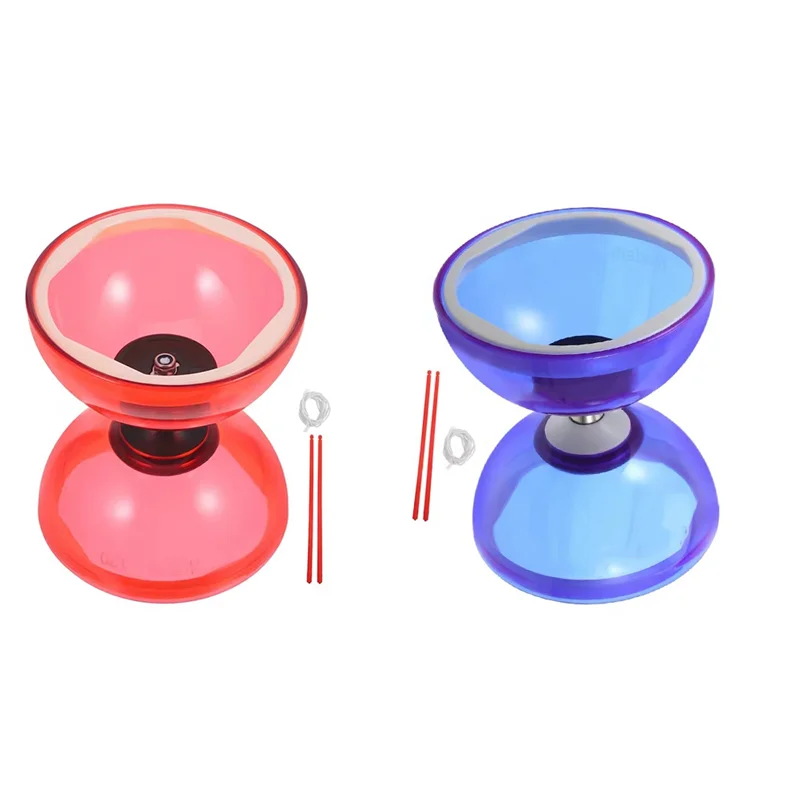 YSUN-Triplo cuscinetto Diabolo Ball giocoleria in gomma morbida doppia ruota per bambini set da gioco per bambini all'aperto cristallo Tpu