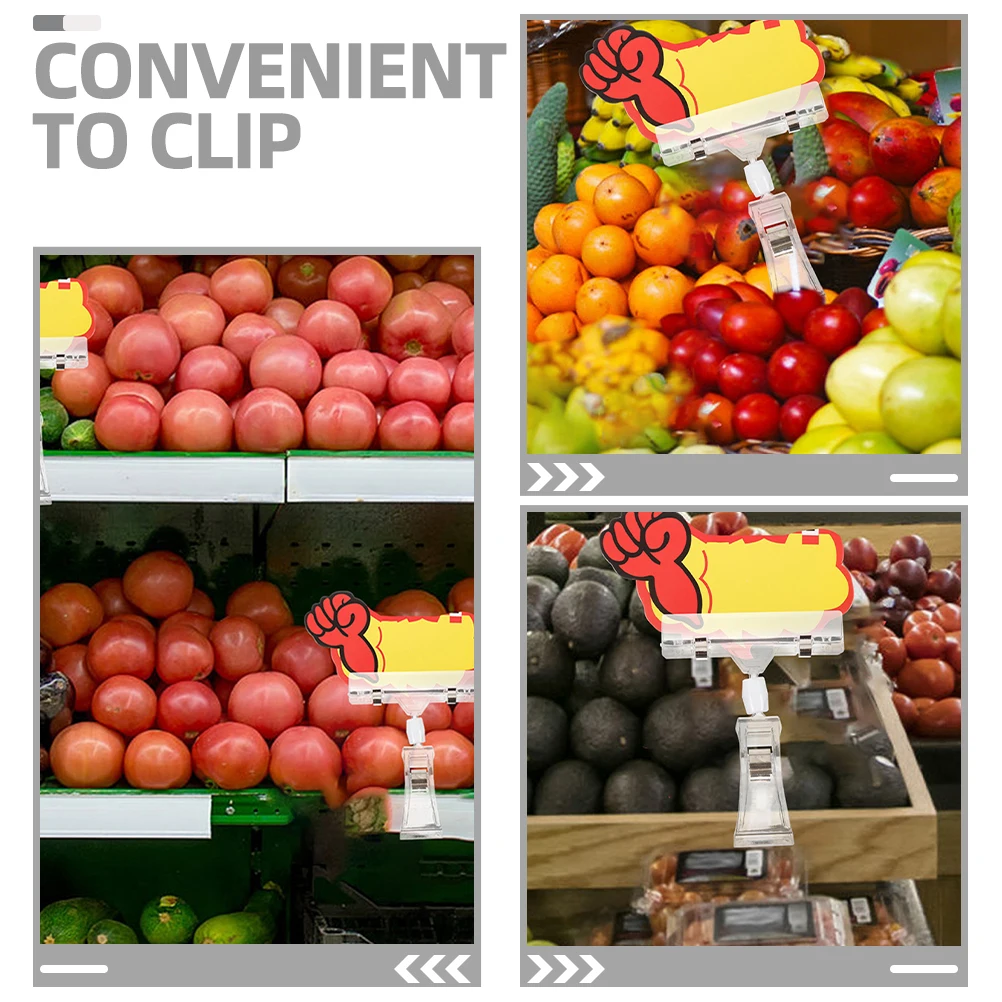 

5pcs Bulletin Board Label Clips Transparent Double Sided For Retail Price Tags Sign Holder Merchandise Display Tools Rotatable