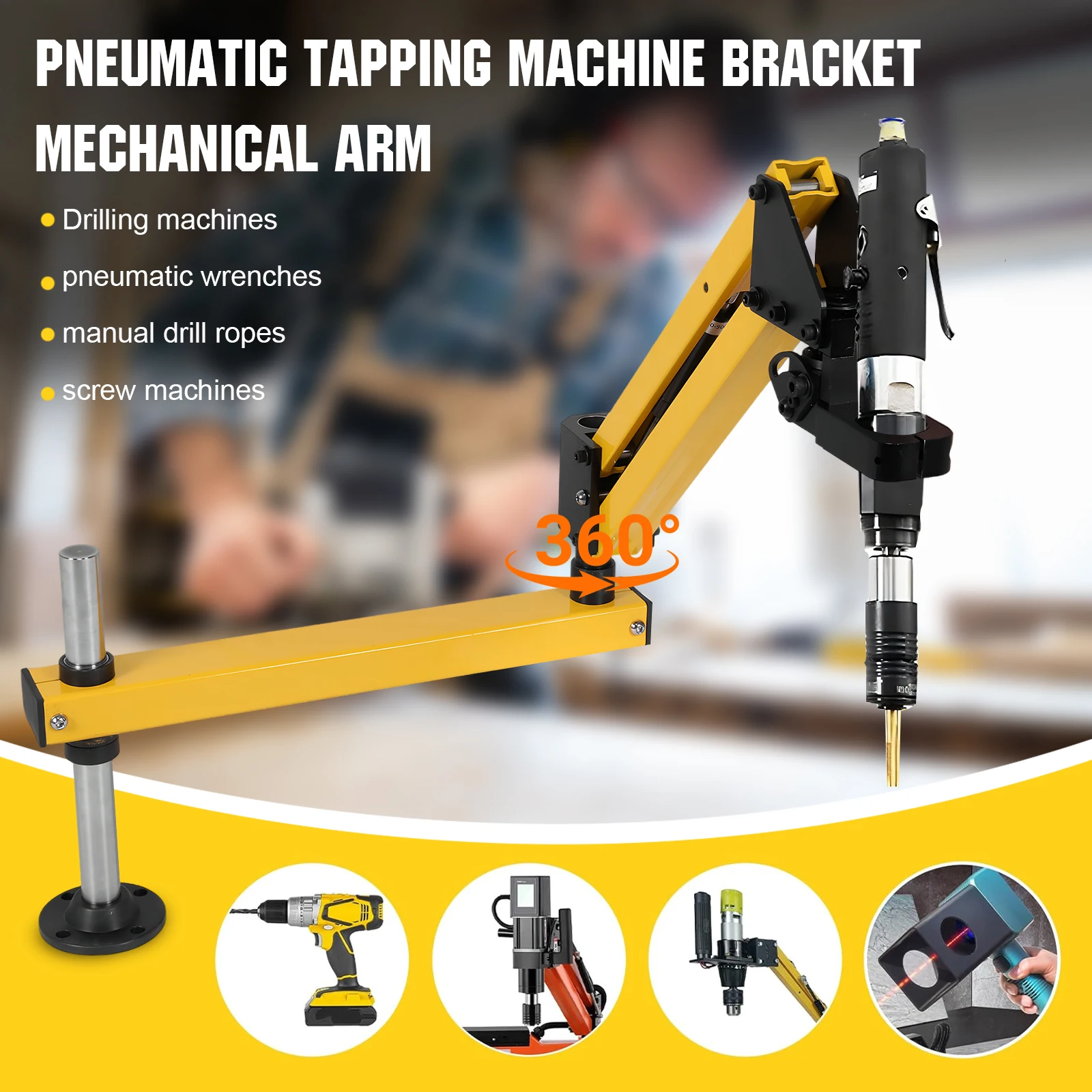 

Pneumatic Tapping Machine Arm Aluminum Alloy Pneumatic Universal Tapping Bracket High Strength Handheld Hardware Tool