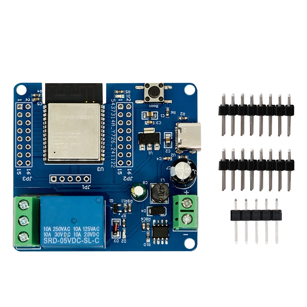 

DC 5-60V 12-bit ADC and Temperature Sensor Single Relay Module for Wireless Control Esp32-C6 Wifi Bt Development Board Module