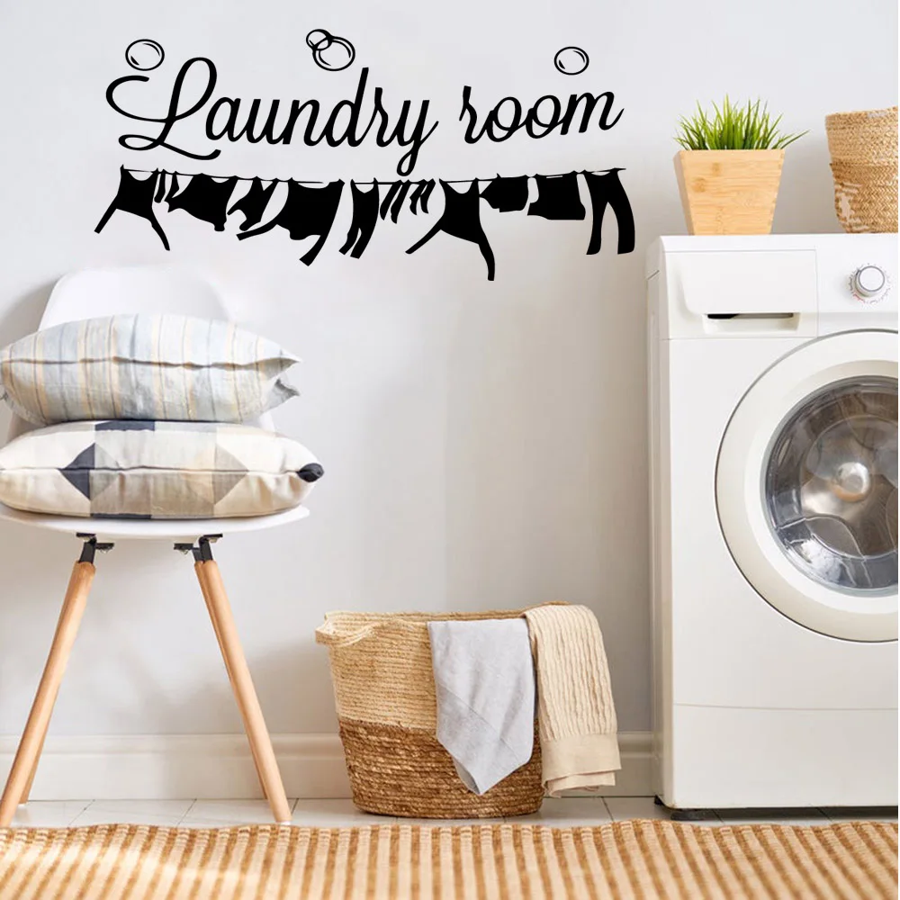 1PC Colorful Do the laundry Family Wall Stickers Mural Art Home Decor Study Room Decal Creative Stickers