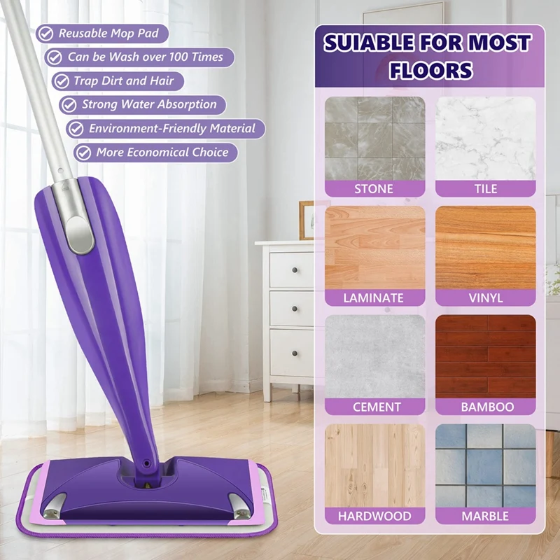 Cuscinetti riutilizzabili per mocio compatibili con Swiffer Wet Jet, ricariche per cuscinetti Wet Jet, cuscinetti per accessori di ricambio in microfibra Confezione da 4 Viola