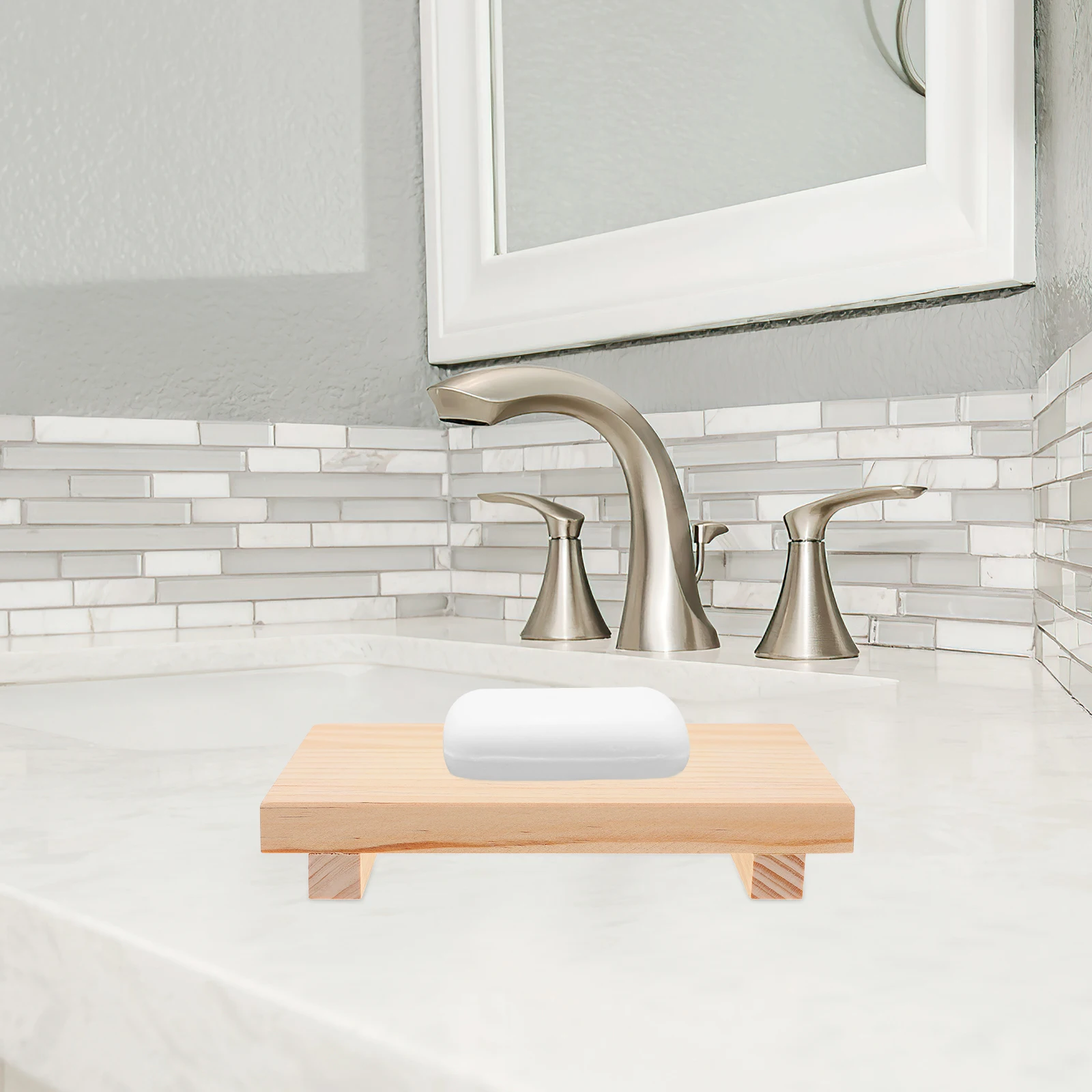 

Wooden Storage Board Natural Wood Pedestal Stand For Bathroom Kitchen Vanity Organizer Soap Tray Footed Riser Decor Display