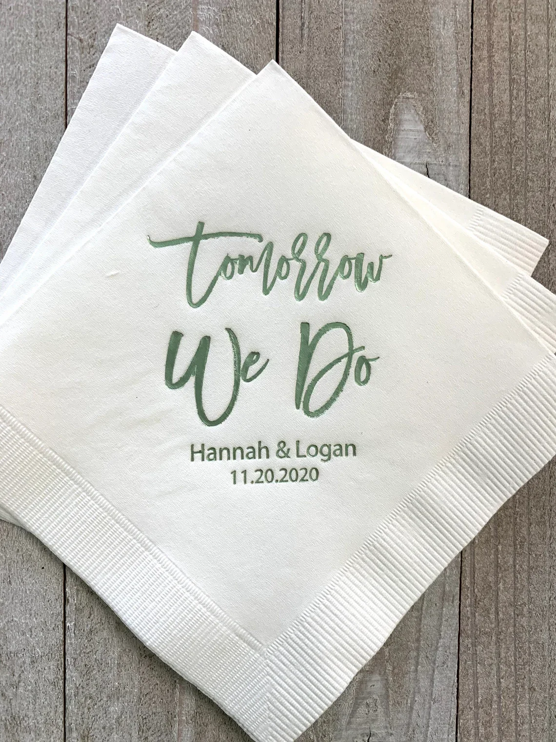 Personalized Rehearsal Napkins Custom Printed Tomorrow We Do Beverage Luncheon Dinner Guest Towel Napkins