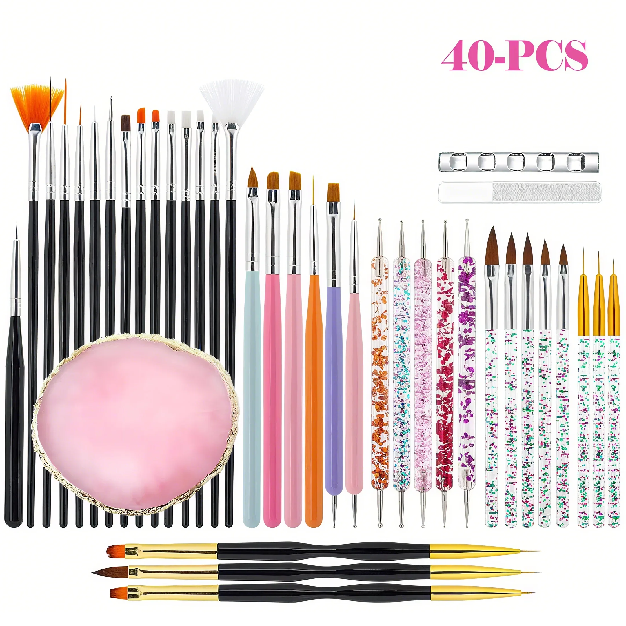 

40-Piece Professional Nail Art Brush Set, Complete Nail Art Painting Tools for Home DIY and Nail Salon Use