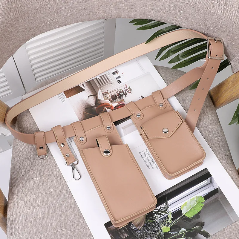 Zwei Stück Lokomotive Paket Neue Telefon Taschen Weibliche Umhängetasche Modische PU Gürtel Taille Tasche Trendy Umhängetasche – Detail 16