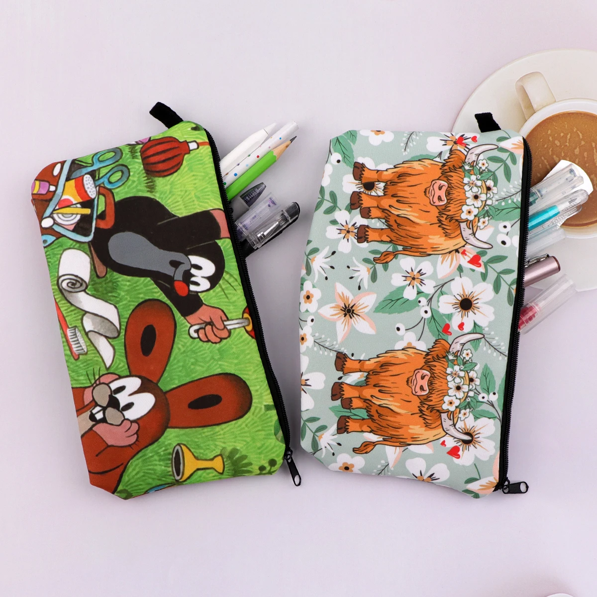 Fox Flamingo Portable Women Cosmetic Bag Coin Pouch Cute Animals Storage Bag Mini Lipstick Bag Small Bag Organizer Case