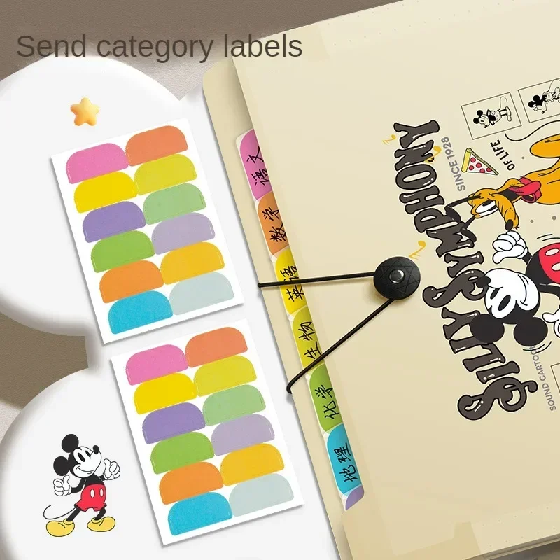 Disney A4 Folder Information Book Spliced Mickey and Minnie Student Test Paper 8-grid Storage Bag Simple Folder Stationery