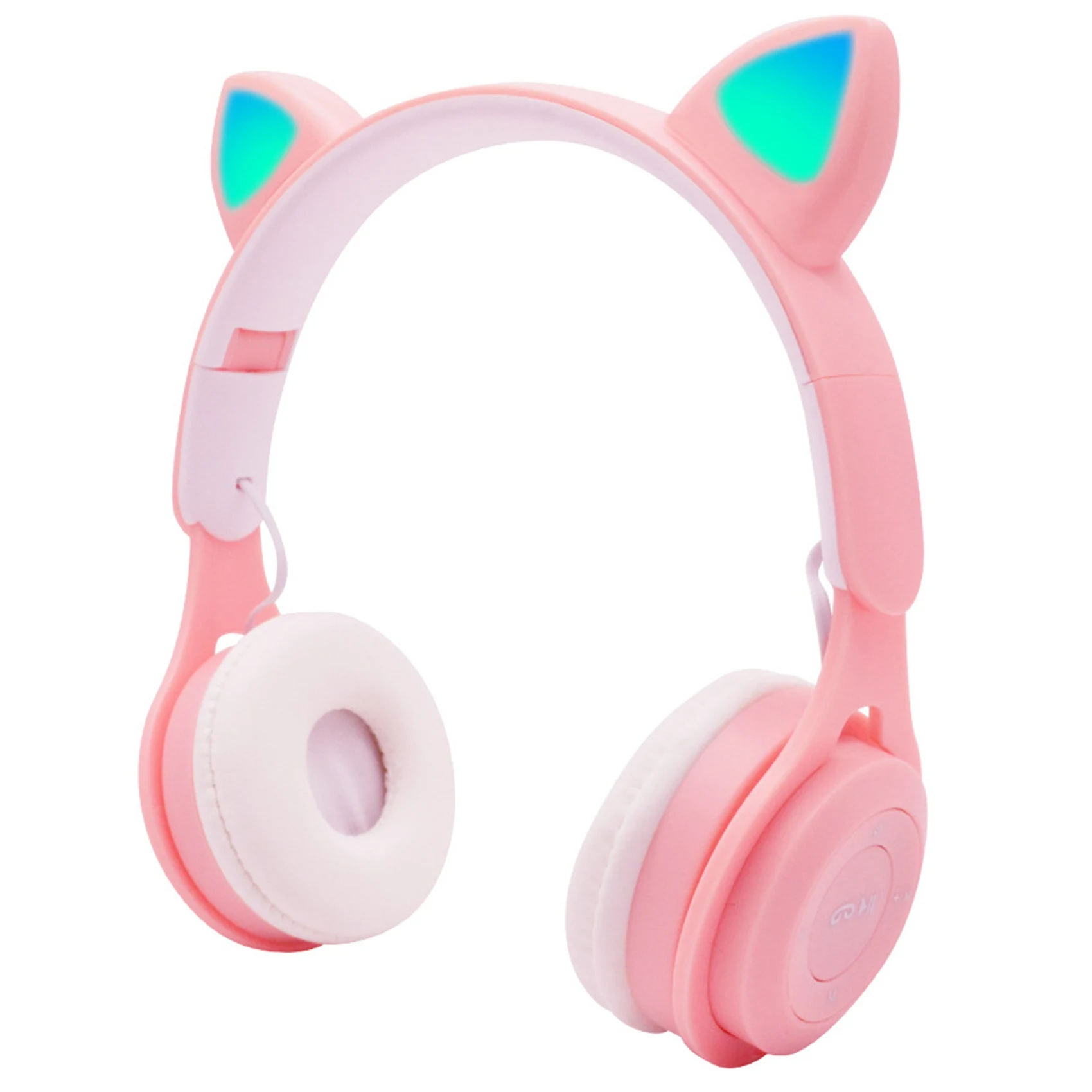 Children's Headphones, LED Color Light Cat Ear Headphones, Headset Bluetooth 5.0 Headphones, Support TF Card