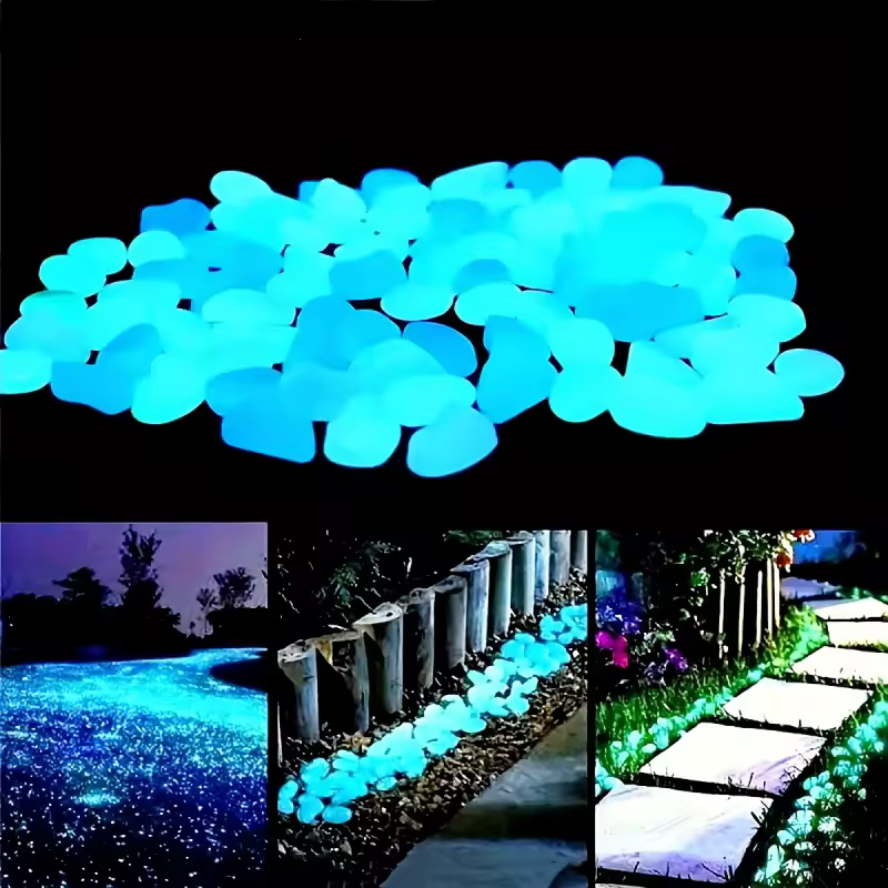 100pcs זוהר בחלוקים האפל, שרף אבנים זוהרות עבור נוף, שבילים לגינה, צמחים עציצים, פארקים, תפאורה אקווריום,