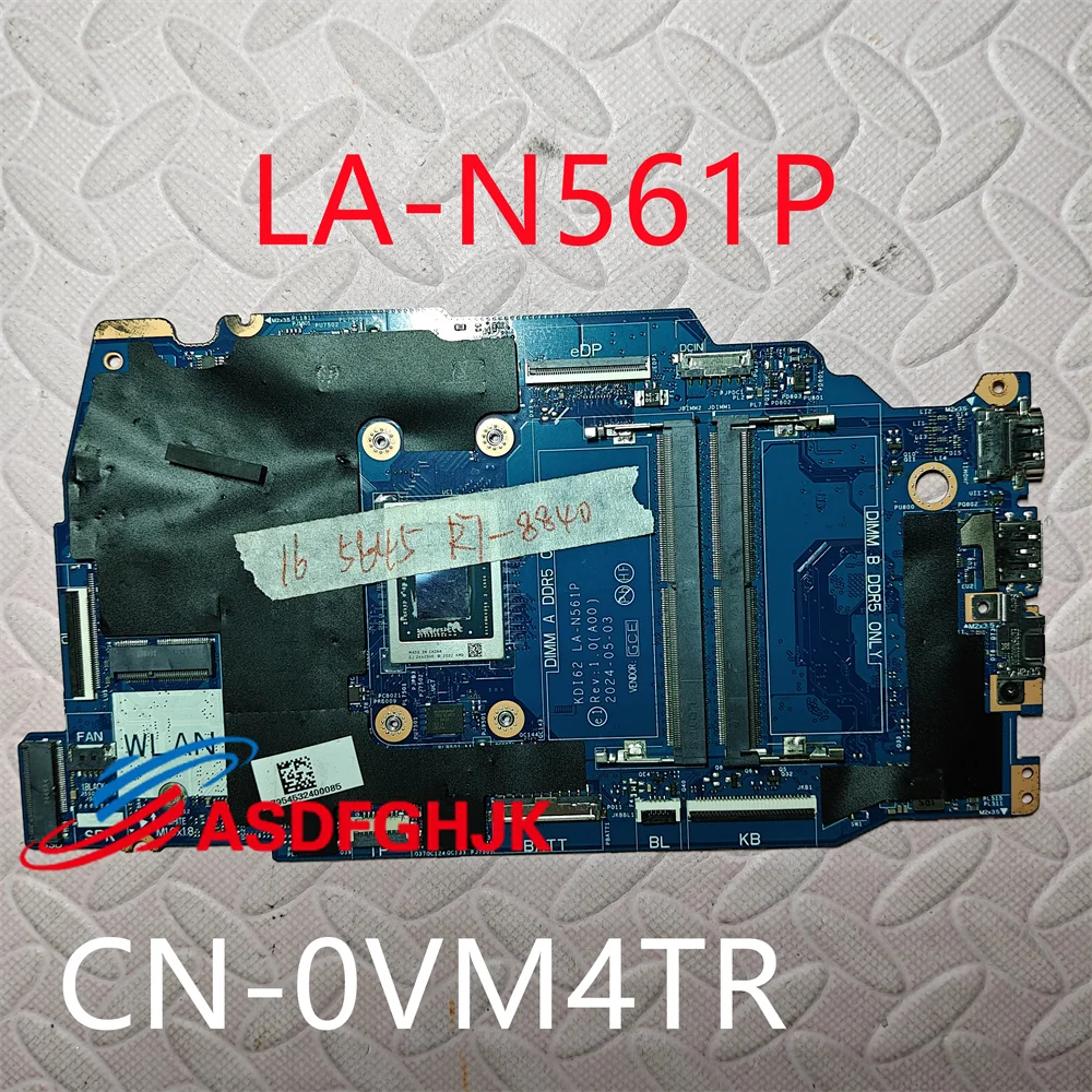 For DELL Inspiron 16 5645 Laptop Motherboard KDI62 LA-N561P CN-0VM4TR 0VM4TR Ryzen 5 8540U CPU 100% Working