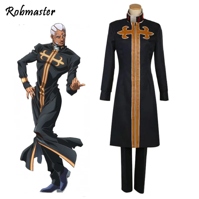 

Anime JOJO's Bizarre Adventure Enrico Pucci Cosplay Costumes Stone Ocean Priest Cosplay Men Halloween Coat Pants Set for Adult