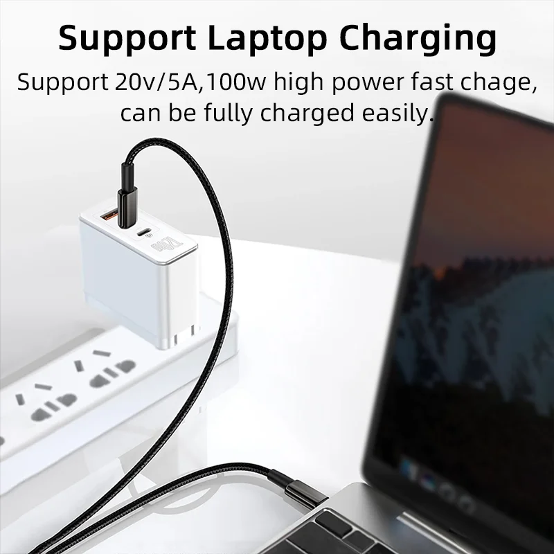 PD 100 واط كابل شحن سريع USB نوع C إلى C شاحن سريع الحبل جديلة السلكية آيفون الهواء 17 16 برو ماكس سامسونج غالاكسي S25 S24