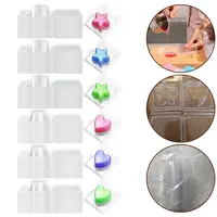 100Pcs Clamshell Wax Melt Molds Heart/Pentagram Shape PET Material DIY Wickless Candle Empty Plastic Tray Handicraft Accessories