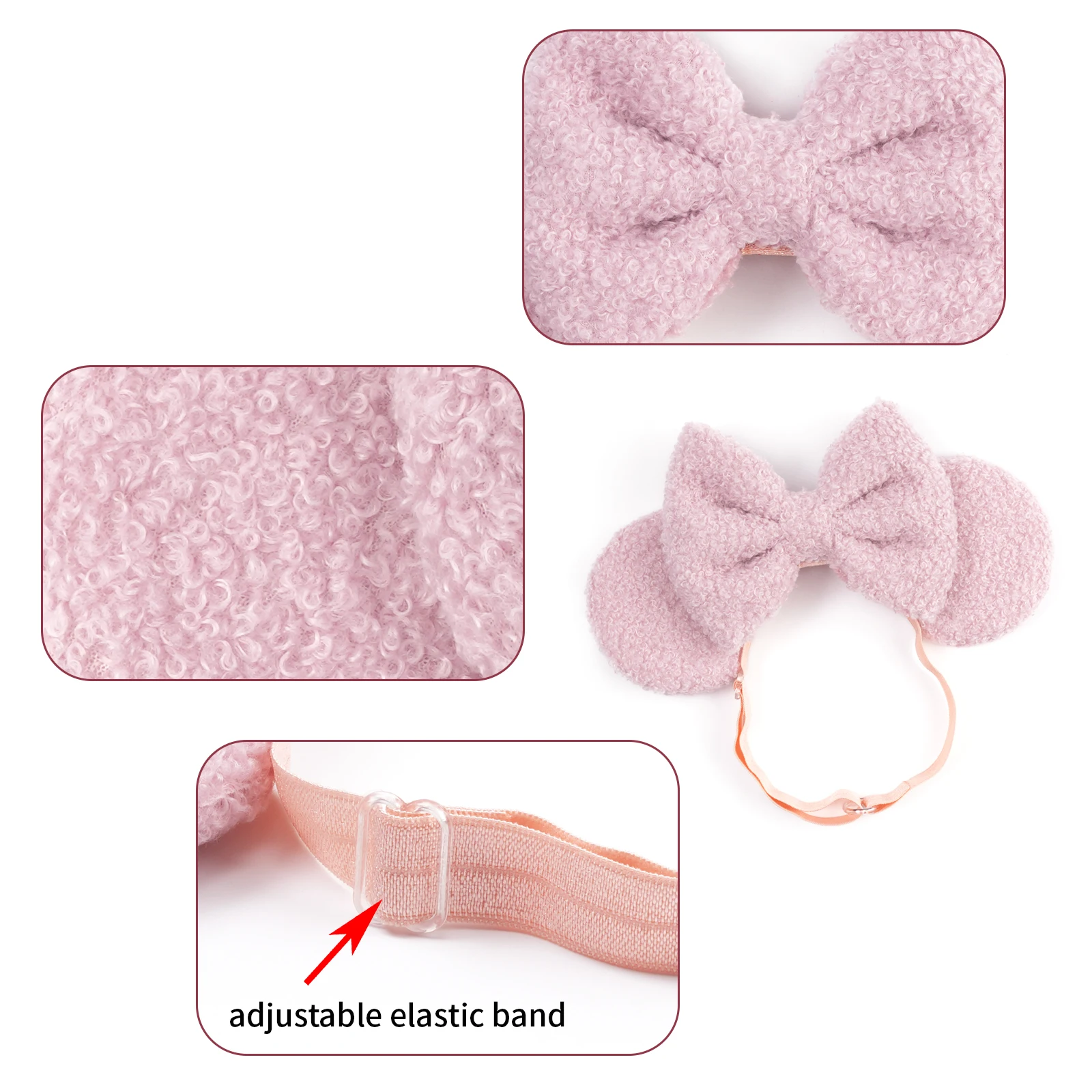 Disney Adjustable Lamb Mickey Mouse Ear Elastic Headband 5"Bow Adult & Kids Nylon Hairband Festival Cosplay DIY Hair Accessories view 3