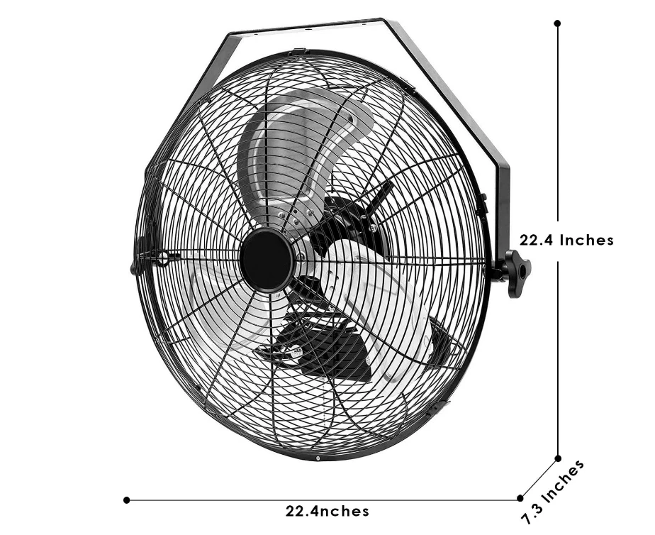 Ventilador montado na parede industrial de alta velocidade, comercial, residencial e uso da loja, 4012CFM, 3 velocidades, 18"