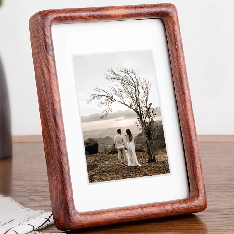 Round Wire Luxury Picture Frame Desk Small Ornaments Picture Frame Customize Wooden Photo Porta Retrato Digital Wall Decoration